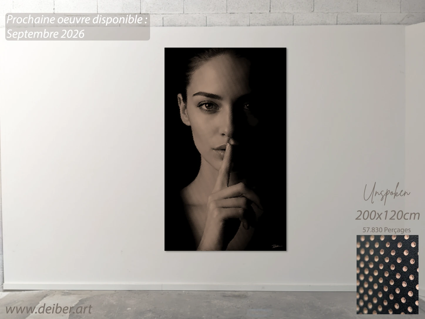 Présentation de la prochaine œuvre Unspoken dans un intérieur